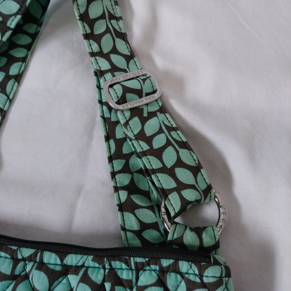 Vera Bradley Crossbody purse bag / Mint & Brown vine print - Picture 6 of 10